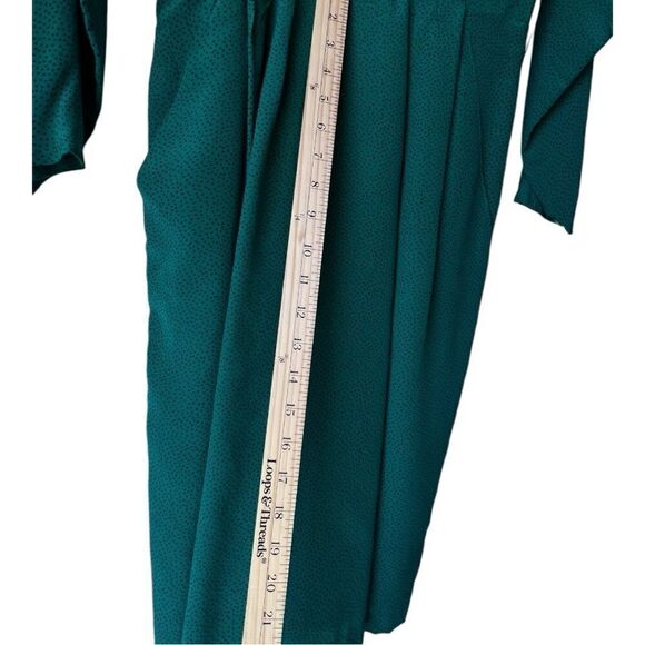 Women's dress emerald long sleeve KENAR2 100% Silk green back button neck size 6 - Picture 7 of 11
